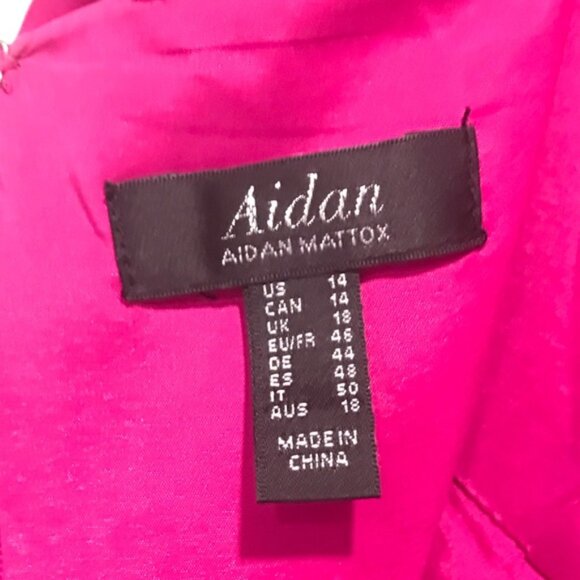 Aidan by Aidan Mattox Women's Pink Cowl-Neck Front-Slit Sleeveless Gown, Size 14 - Picture 5 of 9